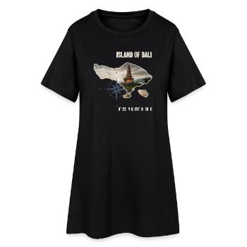 Contour de l'île de Bali avec temple et boussole - Robe T-shirt Femme - noir - Devant