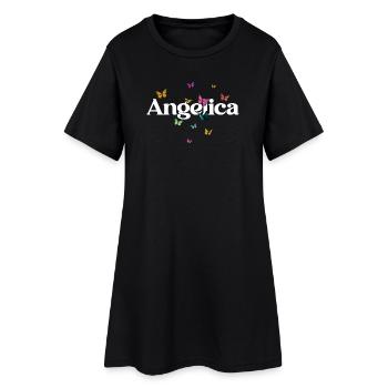 Beau prénom de fille avec des papillons ANGELICA - Robe T-shirt Femme - noir - Devant