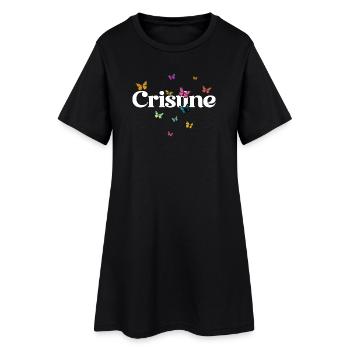 Beau prénom de fille avec des papillons CRISTINE - Robe T-shirt Femme - noir - Devant