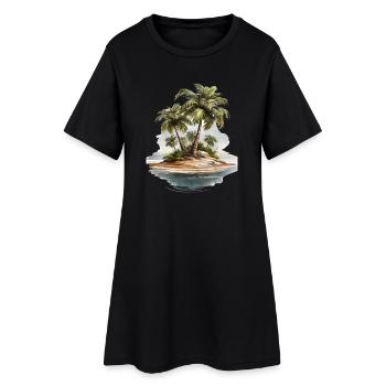 Illustration de l’île de palmiers tropicaux - Robe T-shirt Femme - noir - Devant