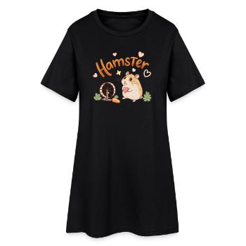 Hamster adorable cœur et roue design - Robe T-shirt Femme - noir - Devant
