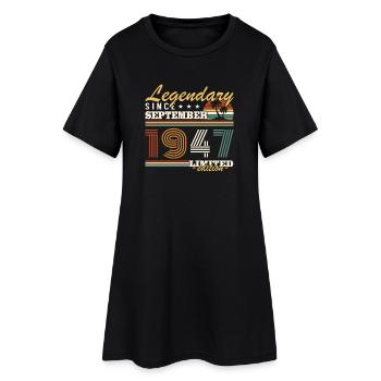 Septembre 1947 Vintage Cadeau Anniversaire - Robe T-shirt Femme - noir - Devant