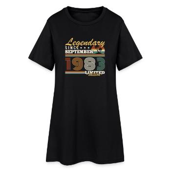September 1983 Vintage Birthday Gift - Women’s T-Shirt Dress - black - Front