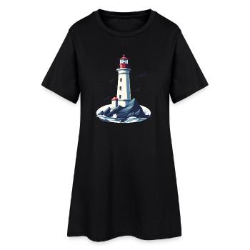 Phare sur la côte rocheuse - Robe T-shirt Femme - noir - Devant