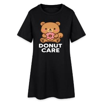 Ours en peluche avec accessoire donut - Robe T-shirt Femme - noir - Devant