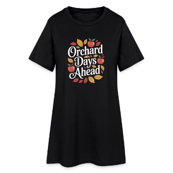 Orchard Days Ahead Fall Autumn Apple Picking - Women’s T-Shirt Dress - black - Front