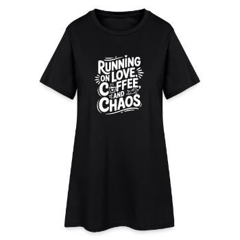 Courir sur l'amour, le café et le chaos - Robe T-shirt Femme - noir - Devant