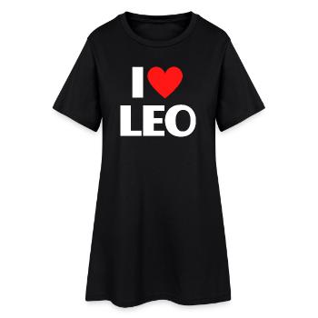 I love Leo Rotes Herz Romantischer Name Fan - Frauen T-Shirt-Kleid - Schwarz - Vorne