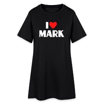 J'adore Mark Red Heart, fan de noms romantiques - Robe T-shirt Femme - noir - Devant