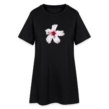 Blume - Frauen T-Shirt-Kleid - Schwarz - Vorne