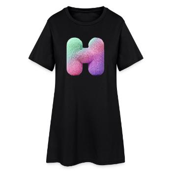 Lettre H en aspect fourrure pastel et dégradé de couleurs - Robe T-shirt Femme - noir - Devant