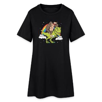 Tyrannosaure T-Rex Dinosaure Singe Gorille Arc-en-ciel - Robe T-shirt Femme - noir - Devant