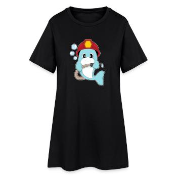 Dolphin fireman fire hose fire department - Women’s T-Shirt Dress - black - Front