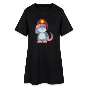 Souris Pompier Casque de Pompier Service d'incendie - Robe T-shirt Femme - noir - Devant