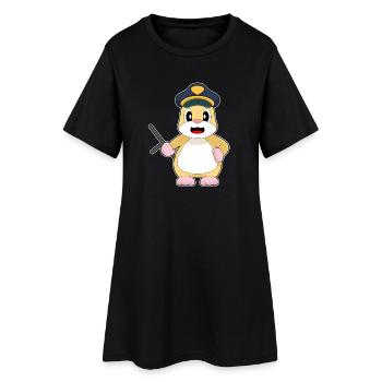 Hamster Polizist Schlagstock Polizei - Frauen T-Shirt-Kleid - Schwarz - Vorne