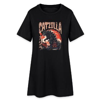 Chat Kaiju Japonais - Robe T-shirt Femme - noir - Devant