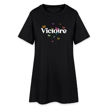 Beau prénom de fille avec des papillons VICTOIRE - Robe T-shirt Femme - noir - Devant