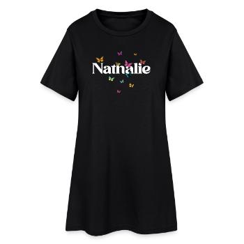 Beau prénom de fille avec des papillons NATHALIE - Robe T-shirt Femme - noir - Devant