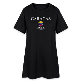 Caracas Venezuela, elegantes minimalistisches Design - Frauen T-Shirt-Kleid - Schwarz - Vorne