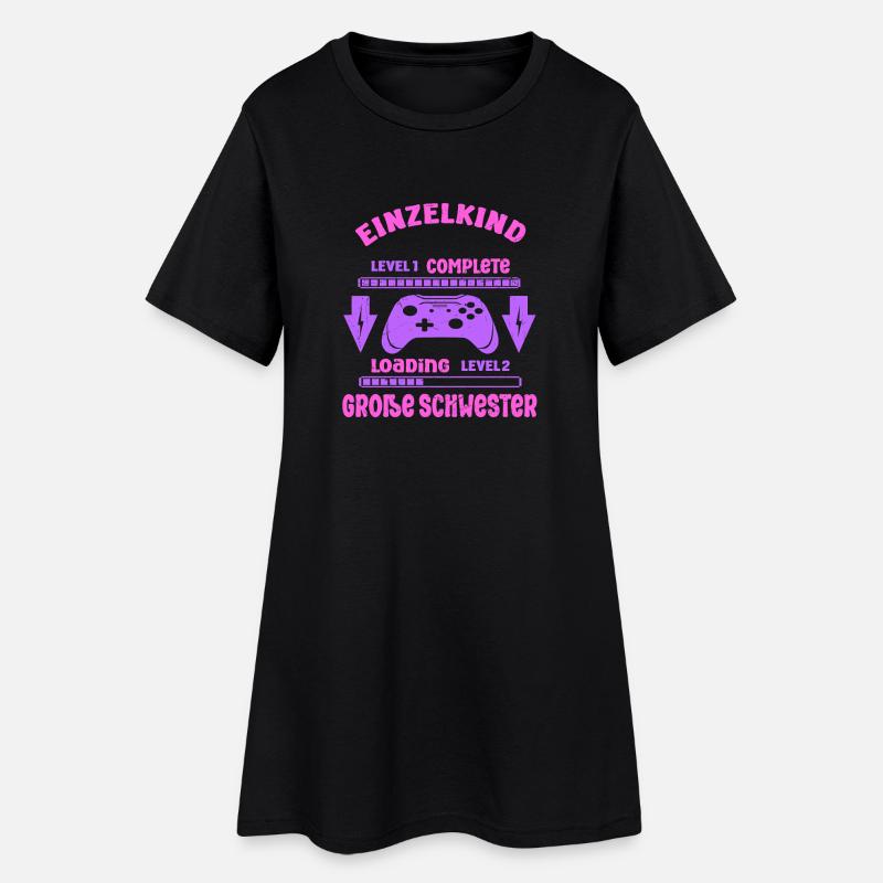 Einzelkind Complete - Loading Große Schwester 2026 - Frauen T-Shirt-Kleid - Schwarz