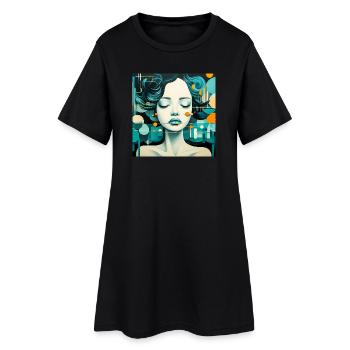 Surreal Fairytale Portrait with Bright Colors - Women’s T-Shirt Dress - black - Front