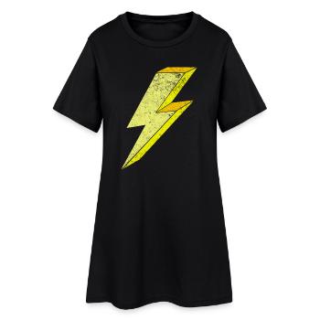 Blitzsymbol Fleckendesign auf Kleidung 3D - Frauen T-Shirt-Kleid - Schwarz - Vorne