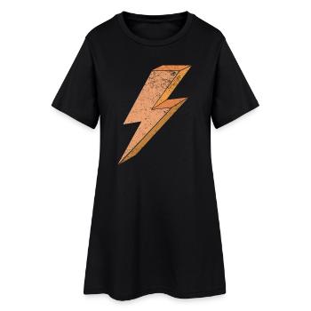 Lightning symbol in warm orange 3D - Women’s T-Shirt Dress - black - Front