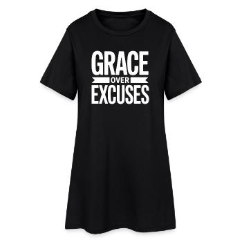 Christlich Grace Over Excuses Glaube - Frauen T-Shirt-Kleid - Schwarz - Vorne
