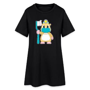 Hamster Zahnbürste - Frauen T-Shirt-Kleid - Schwarz - Vorne