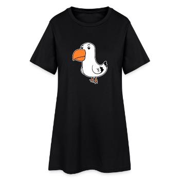 Dessin animé mignon de mouette - Robe T-shirt Femme - noir - Devant