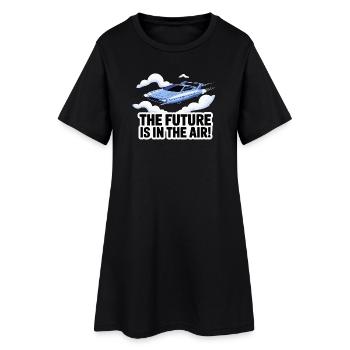 Retro Futuristic Flying Car Design - Women’s T-Shirt Dress - black - Front