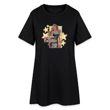 Lebendiges Geburtstagskind mit funkelnden Sternen - Frauen T-Shirt-Kleid - Schwarz - Vorne