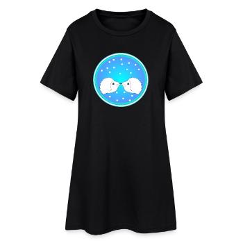 Hedgehog Couple Winter Snow - Women’s T-Shirt Dress - black - Front