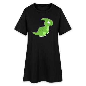 Grüner Dinosaurier Kinderdesign - Frauen T-Shirt-Kleid - Schwarz - Vorne