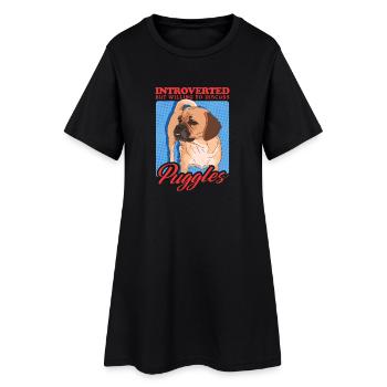 Puggle Hunde Hundebesitzer Geschenk - Frauen T-Shirt-Kleid - Schwarz - Vorne