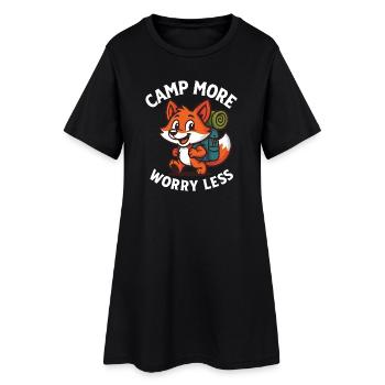 Camp More Worry Less Fuchs Design - Frauen T-Shirt-Kleid - Schwarz - Vorne