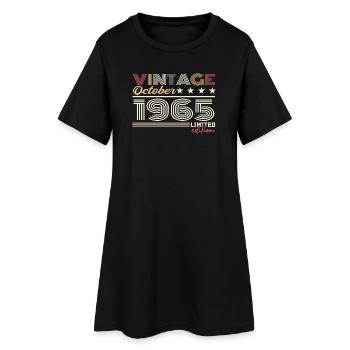 Octobre 1965 rétro anniversaire 1965 Octobre 1965  - Robe T-shirt Femme - noir - Devant