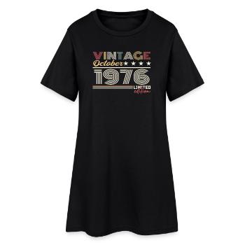 Octobre 1976 rétro anniversaire 1976 Octobre 1976  - Robe T-shirt Femme - noir - Devant