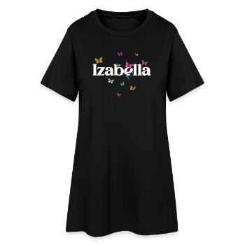 Schöner Mädchenname mit Schmetterlingen IZABELLA - Frauen T-Shirt-Kleid - Schwarz - Vorne