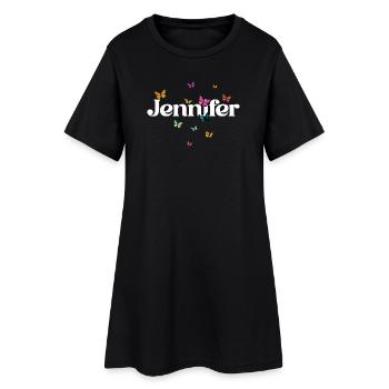 Beau prénom de fille avec des papillons JENNIFER - Robe T-shirt Femme - noir - Devant