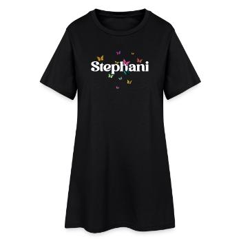 Beau prénom de fille avec des papillons STEPHANI - Robe T-shirt Femme - noir - Devant