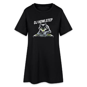 DJ Howlstep Wolf At The Desk EDM Rave Vibes - Women’s T-Shirt Dress - black - Front