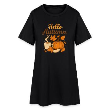 Bonjour l'automne – Ambiance automnale - Robe T-shirt Femme - noir - Devant