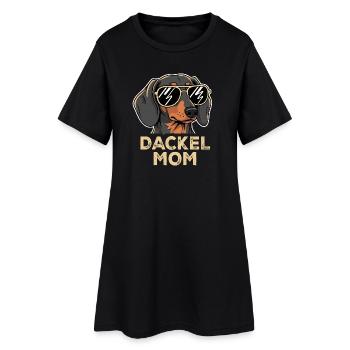 Maman teckel avec des lunettes de soleil style rétro - Robe T-shirt Femme - noir - Devant