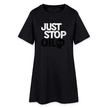 Bold 'Just Stop' Protest Graphic - Women’s T-Shirt Dress - black - Front