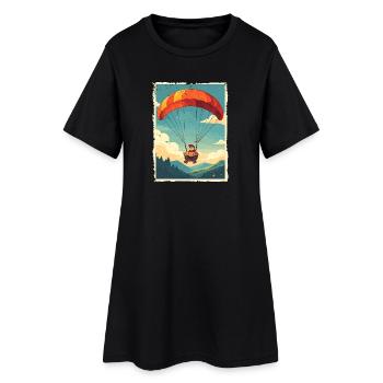 Adventurous Pizza Flight Illustration - Women’s T-Shirt Dress - black - Front