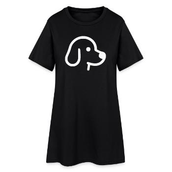 Motif chien ludique en blanc - Robe T-shirt Femme - noir - Devant