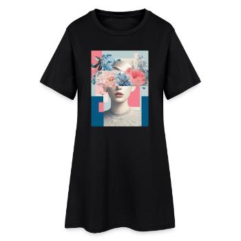 Féminité florale abstraite - Robe T-shirt Femme - noir - Devant