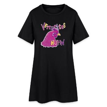 Buntes verrücktes Huhn - Frauen T-Shirt-Kleid - Schwarz - Vorne