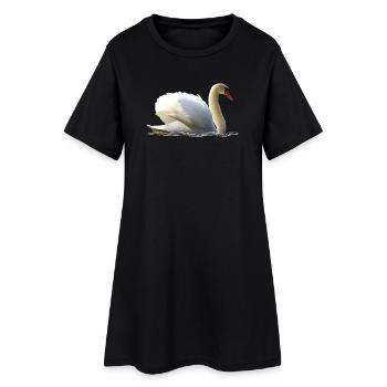 Elegant swan with wing details - Women’s T-Shirt Dress - black - Front